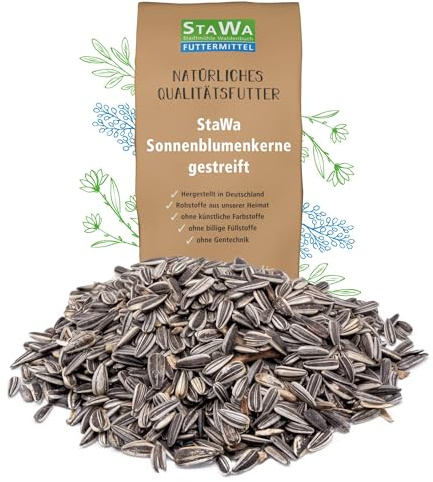 StaWa Sonnenblumenkerne gestreift, Top Qualität durch Reinigung, für Hühner, Wachteln oder als Vogelfutter, 5 kg