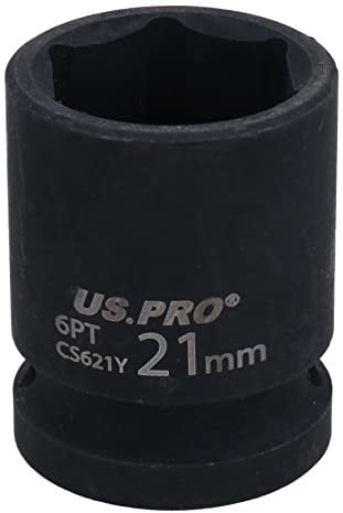 21mm Metric Shallow Impact Impacted European Style Socket 1/2 Drive 6 Sided