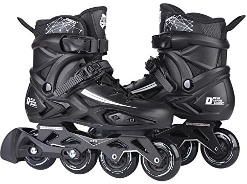 Fitness Inline Skates, Outdoor 4 Wheel Speed Racing Rollschuhe für Männer Frauen Erwachsene (Herren 6/Damen 7, Schwarz)