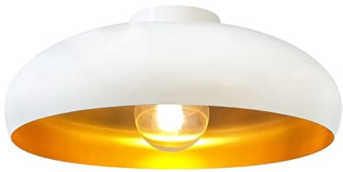 bamyum Küchenlampe Deckenleuchte Vintage, Androa, Deckenlampe Weiß Gold, Küchenlampe Ø40 cm E27, Küchenlampe Deckenleuchte Hängend, Deckenlampe Wohnzimmer, Deckenlampe Retro Vintage Schlafzimmerlampe