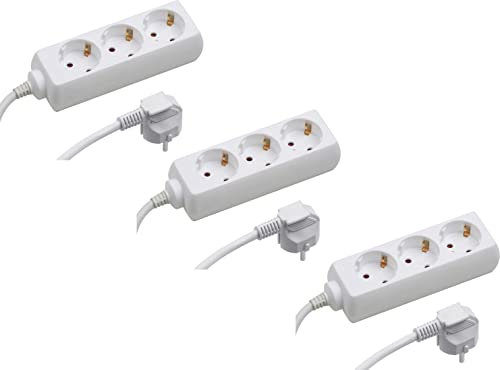 Meister Steckdosenleiste 3-fach - 3er Set - 5 m Kabel - weiß - IP20 Innenbereich / Steckerleiste / Mehrfachsteckdose / Tischsteckdose / Tido 3-fach / 7430470