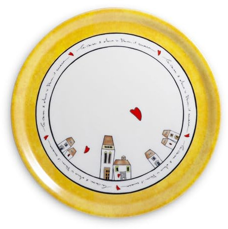 Egan Piatto Collezione Le Casette. Piatto di Ceramica di Colore Giallo. Diametro: 31 cm. La referenza è 192032