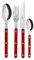 SABRE PARIS - 4-Piece Cutlery Set - Bistrot Collection - Knife, Fork, Tablespoon & Teaspoon - Stainless Steel & Nylon - Dishwasher Safe - Burgundy - Brilliant Finish