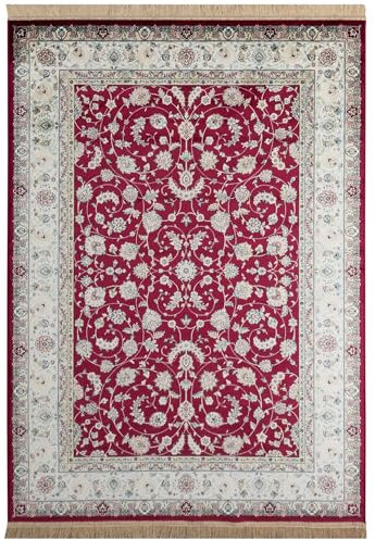 Steffensmeier Kurzflor Teppich Riad | Wohnzimmer | Orient | Pflegeleicht | Tabriz Rot, Größe: 160x230 cm