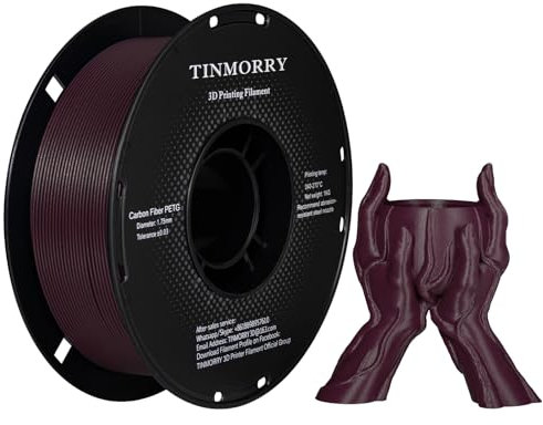 Kohlefaser PETG Filament 1.75mm, TINMORRY PETG-CF 3D-Druckmaterialien, Kompatibel mit Bambu FDM 3D-Drucker, 1 KG 1 Spule, Rotbraun