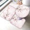 Badematte Set 3 Teilig 50x80 Japanische Kirschblüten Badematten 3D rutschfest Waschbar Badvorleger WC Vorleger Deckelbezug U-Förmige Badteppich Badezimmer Blume Rosa Badezimmerdekoratio