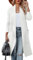 Uusollecy Cardigan Donna Lungo a Maniche Lunghe Drappeggiato Aperto con Tasche Cardigan Donna Autunno Invernale,Bianco,S