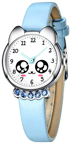 CIVO Kinderuhr Mädchen Junge, Kinder Armbanduhr Analoge Quarzuhr Blau Lernuhr Kinderuhr Lern Armbanduhr mit Zeitlernübungen, Kinder Uhr für Mädchen Teaching Handgelenk Uhren mit Leder Armband