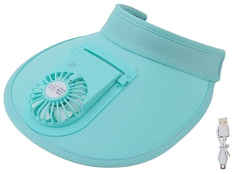 Tnfeeon Sonnenblenden-Hüte mit Ventilator, 3 Geschwindigkeiten, USB-Aufladung, Outdoor-Sommerhut mit Ventilator, Wiederaufladbare Kinder-Visierhüte, Sonnenventilator-Kappe, Sonnenhut, (Cyan)