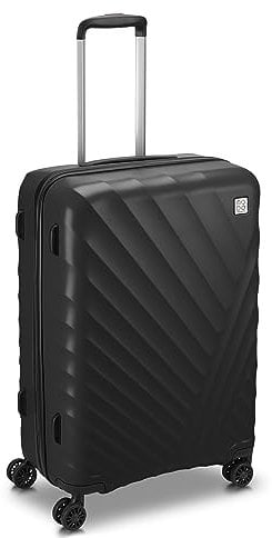 Modo by Roncato Rainbow 2.0 mittelfester Trolley mit 4 Rädern mit TSA, Schwarz, 66 x 45 x 26 cm, 3er Set Hartschalenkoffer mit Lenkrollen