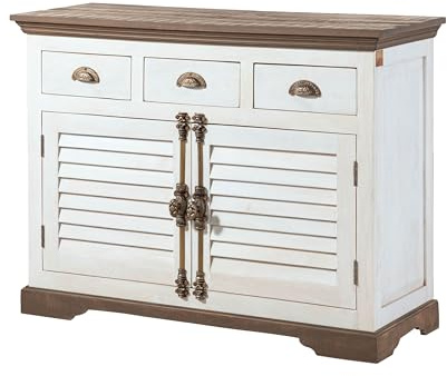 MASSIVMOEBEL24.DE Sideboard Mango weiß lackiert Toulouse #106 | 120x45x90 cm 40 kg Landhaus montiert vollmassiv