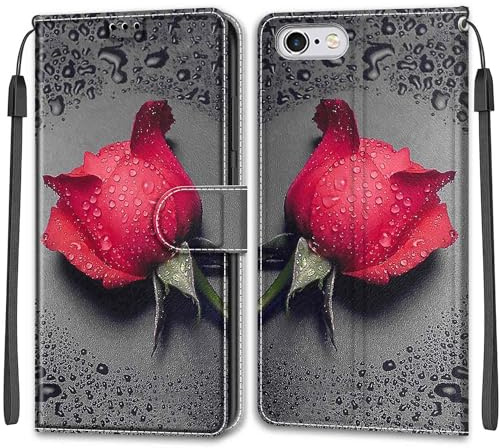 KENHONER Wallet Case for iPhone 6 / 6s, rose | PU Leather Shockproof Protective, Kickstand, Flip Wallet, Magnetic Closure,Lanyard