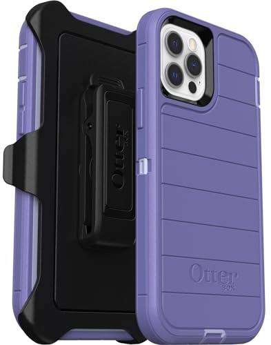 OtterBox Defender Series Schutzhülle für iPhone 12 & iPhone 12 Pro (nur) – Holsterclip im Lieferumfang enthalten – mikrobieller Abwehrschutz – Nicht-Einzelhandelsverpackung – Mountain Majesty (lila)