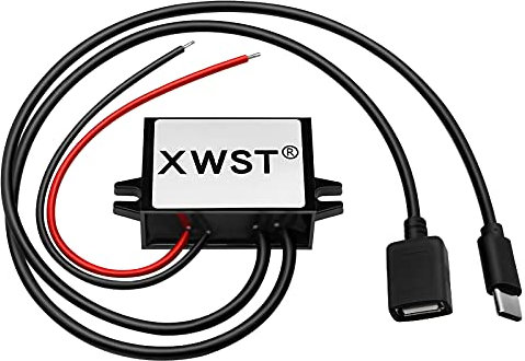DC DC 8-90V 12V 24V 36V 48V 60V 72V 85V auf 5V Spannungswandler 3A 15W Female USB and Type C Wandler | Adapter Anschluss für Auto Motorrad Fahrrad E-Bike | Stromrichter Ladegerät Buck Converter