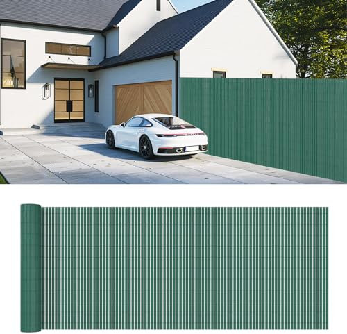 Kidsgigglz Canisse en PVC Brise Vue, Intimité Paravent de Jardin, Décorative Palissade en PVC, Anti UV, Intempéries, avec Attaches de Fixation, Clôture en PVC pour Balcon Terrasse, 90x300cm,Vert