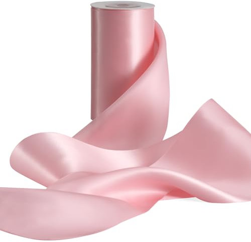 FAKILO Geschenkband 10 cm Breites Satinband Band Große Schleifenband für Hochzeit, Geschenkverpackung, Weihnachten, Stuhl-Schärpen, Scherpe, Grand Öffnung (Rosa, 10 cm x 9,1 m)