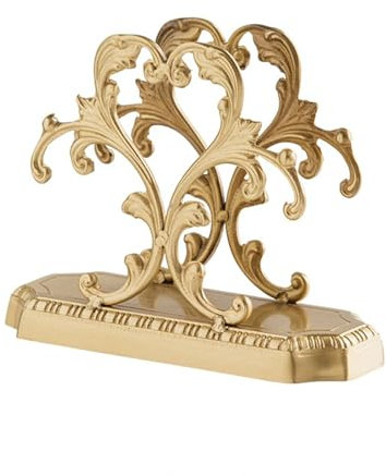 Yingbei Exquisiter Vintage-Serviettenhalter aus Messing für den Tisch – goldfarbener Bauernhaus-Serviettenhalter aus Papier, stehender Cocktail-Serviettenhalter zum Essen