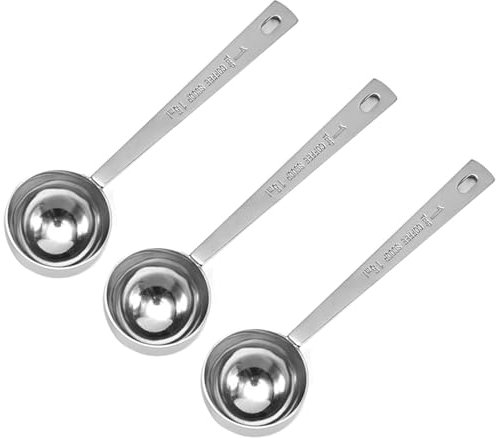 3 cucchiai da caffè scoop in acciaio inox, manico corto, misurino per caffè, latte in polvere, frutta in polvere, regali di Natale (lungo)