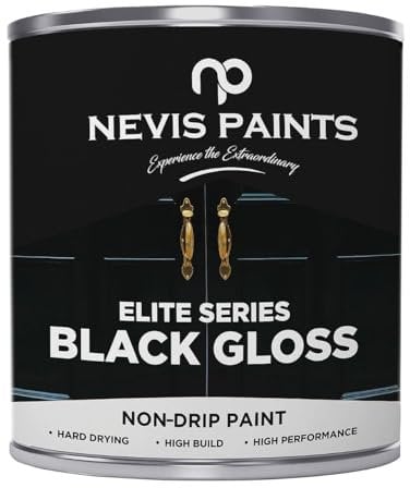 NEVIS PAINTS Non-Drip Gloss Paint - Suitable For Wood, Metal & Concrete- Hard Drying- High Performance- Interior and Exterior- 300 ml (Black)