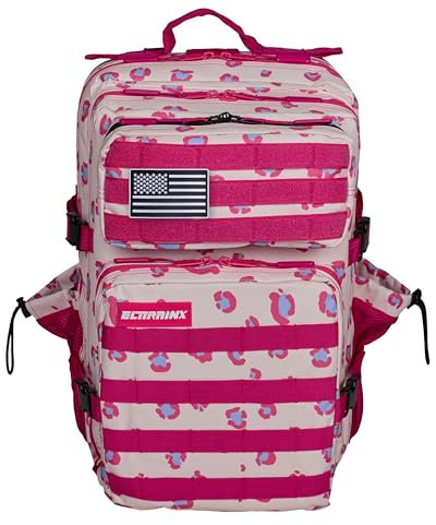 ELITRAINX Elitex Training Rucksack, 45 l, wasserabweisend, für Patch-Bereich, Flugzeugkabine, Fitnessstudio, Computerfach, Oxford 1000D, Cremefarben, Leopard