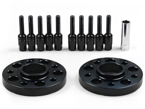 Spurverbreiterungen Für Benz W202 W203 W204 W215 W208 W219 W211 20mm 5x11 2mm 66,6mm Hub Centric Bore Spurverbreiterungen M12x 1,5 Kegel Bolzen Auto-Rad-Distanzscheiben(Schwarz)