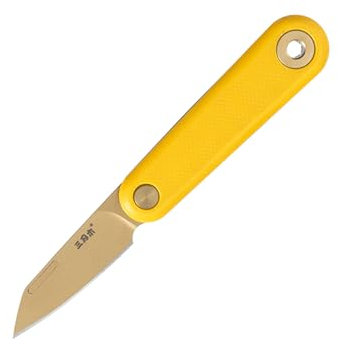 Sanrenmu Couteau de poche pour EDC, couteau pliable de 3,8 cm avec lame en acier 12C27 petit couteau utilitaire 325S (jaune)