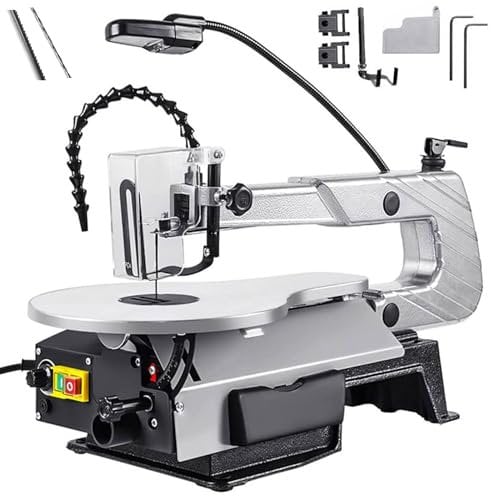 FAcoLL Desktop Scroll Saw, Two-Direction Variable Speed Scroll Saw with Work Light, Multifunctional Wood Cutting Machine with 0-45° Adjustable Table Saw, for Woodworking DIY Craft