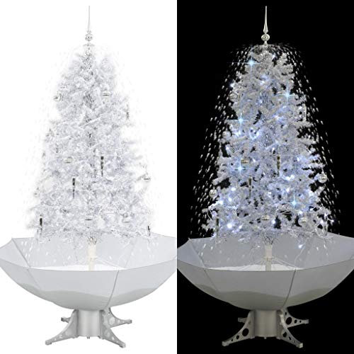 Somanki Schneiender Weihnachtsbaum mit Schirmfuß Weiß 170 cm, Tannenbaum Künstlich, Christmas Tree, Tannenbaum Deko, Weihnachtsbäume, Christbaum - 284336