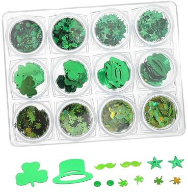Healeved St. Patricks Day Nagel Grün Kleeblatt Hut Pailletten Irische Handwerk Für Maniküre Dekorationen