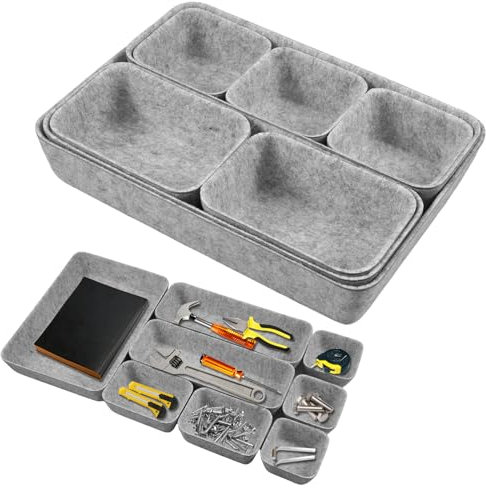BOUTICOL 8 Stück Schubladen Organizer Filz, Drawer Organizer, Schubladen Ordnungssystem, Stapelbare Organizer Schublade, Geeignet für Schreibtisch, Frisiertisch, Büro, Nachttisch, Kleiderschrank