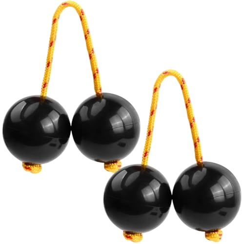 Binnan Afrikanische Rhythmische Kugel,2 Paar Aslatua Shaker Percussion,Rhythmisches Kashaka-Instrument Doppelkugelsandhammer,Leicht zu Spielende Musikinstrumente Geeignet für Party, Performance