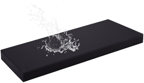 HJZPWB Bankauflage 5 cm Dick Sitzkissen Bank Pu Leder Sitzauflage Bank Abnehmbar Bankkissen Sitzpolster Bank Auflage Gartenbank Sitzbank Auflage Sitzkissen Bank Outdoor,Schwarz,80x40x5cm