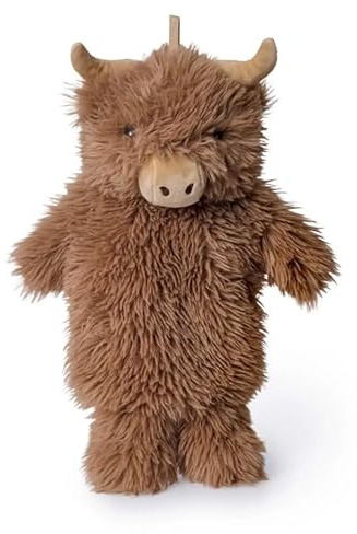 Hairy Scottish Highland Cow Hot Water Bottle – Soft Plush Cover, Cute “Heilan’ Coo” Design, Cozy Winter Comfort, Reusable Rubber Bottle, Ideal Comfort Gift for Warmth & Relaxation