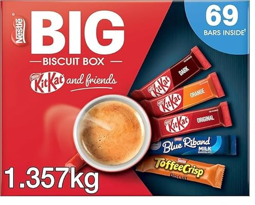 Nestlé KitKat & Friends Big Biscuit Box – 69 Chocolate Biscuit Bars (KitKat, Blue Riband & Toffee Crisp) | Bulk Chocolate Selection Box 1.357kg