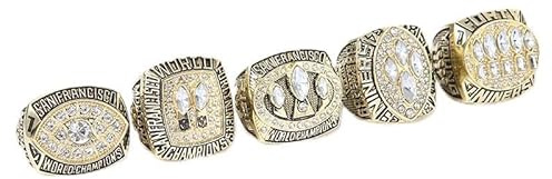 VHcgCGJ Ringe, Meisterschaftsring-Set mit Display-Box, 49ers 5-Jahres-Meisterschafts-Rugby-Champion-Ring, Super Bowl-Souvenirgeschenke