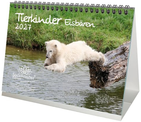 Tierkinder Eisbären DIN A5 Tischkalender für 2027 Eisbär - Seelenzauber