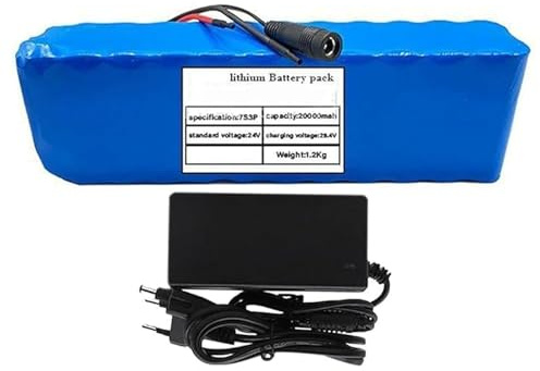 Leilaohu Batería para Bicicleta Eléctrica De 24 V Y 20 Ah, Apta para Motores De 500 W A 200 W, Fabricada En PVC Resistente Al Agua, con Cargador BMS Integrado 24V 20AH