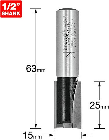 Trend tretr40d12tc 15 x 25 mm tr40d x 1/2 Tct Deux Flûte Cutter Long Corps