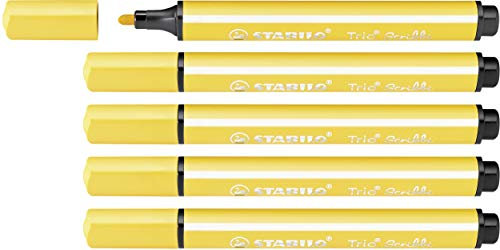 STABILO - Gefederter Dreikant-Filzstift - Trio Scribbi - 5er Pack - gelb
