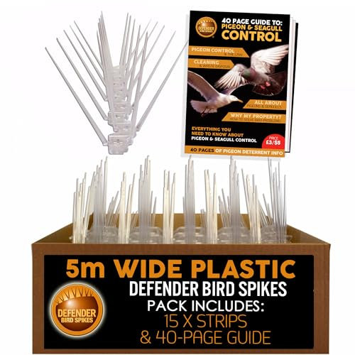 Sistema de Pinchos antipalomas Defender Wide Plastic Bird and Pigeon Control Spikes - 5 Metros