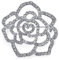Große Mode Statement Sparkling Party Rose Blume Form Offen Pave Kristall Hochzeit Brosche Schal Pin Für Frauen Silber Ton Rhodium Vergoldet