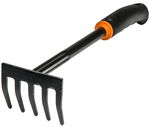 BRADAS - KT-Y6004, Rastrello in acciaio de luxe, Arieggiatore manuale per orto e giardino, Sarchiatore a 5 denti Largo 9 cm.