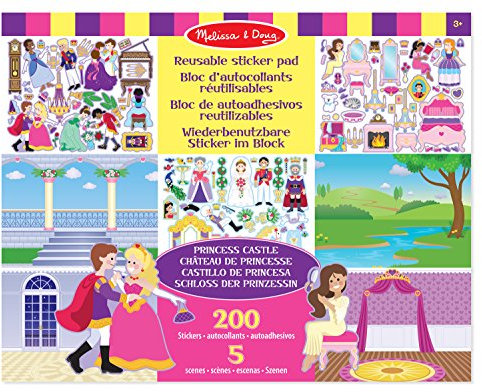 Melissa & Doug Wiederverwendbare Stickerbücher PrinzessinnSchloss | Reiseaktivitäten für Kleinkinder | Wiederverwendbare Sticker ideal für unterwegs im Auto oder Flugzeug |Kinderbücher Alter 3-4 Jahre