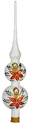Jingle Bells Lauscha Christbaumspitze Christstern 5/6cm, Weiß, Klassisch, Weihnachten, Winter