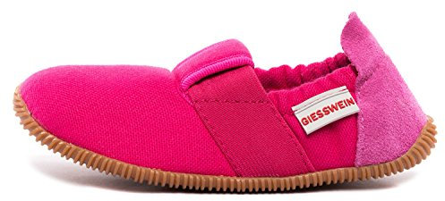 GIESSWEIN Kinder Hausschuhe Söll Slim-Fit - Baumwoll Slippers für Mädchen & Jungen, rutschfeste Kindergarten Schuhe mit Leder Innensohle