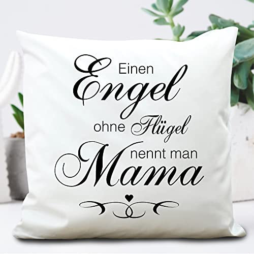 Wandtattoo-Loft Bedrucktes Kissen Engel ohne Flügel nennt Man Mama - Aus 100% Polyester 40 x 40 cm