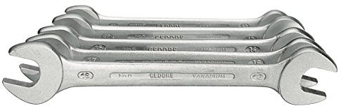 GEDORE S 6-005 Doppelmaulschlüssel-Satz, Gabelschlüssel, hochwertige Industriequalität, Köpfe feingeschliffen, Blendfrei-Optik durch mattes Verchromen, 5-teilig, 10-19 mm