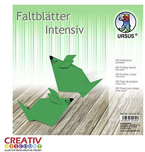 CREATIV DISCOUNT® NEU Faltblätter intensiv 100B, 20x20cm, dunkelgrün
