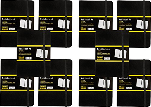 Idena - Notizbuch DIN A6, 192 Seiten, 80 g/m², schwarz (10, A6 kariert)