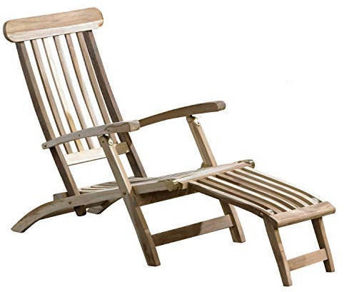 Ambientehome Teakholz Deckchair Liege Gartenliege Sonnenliege massiv